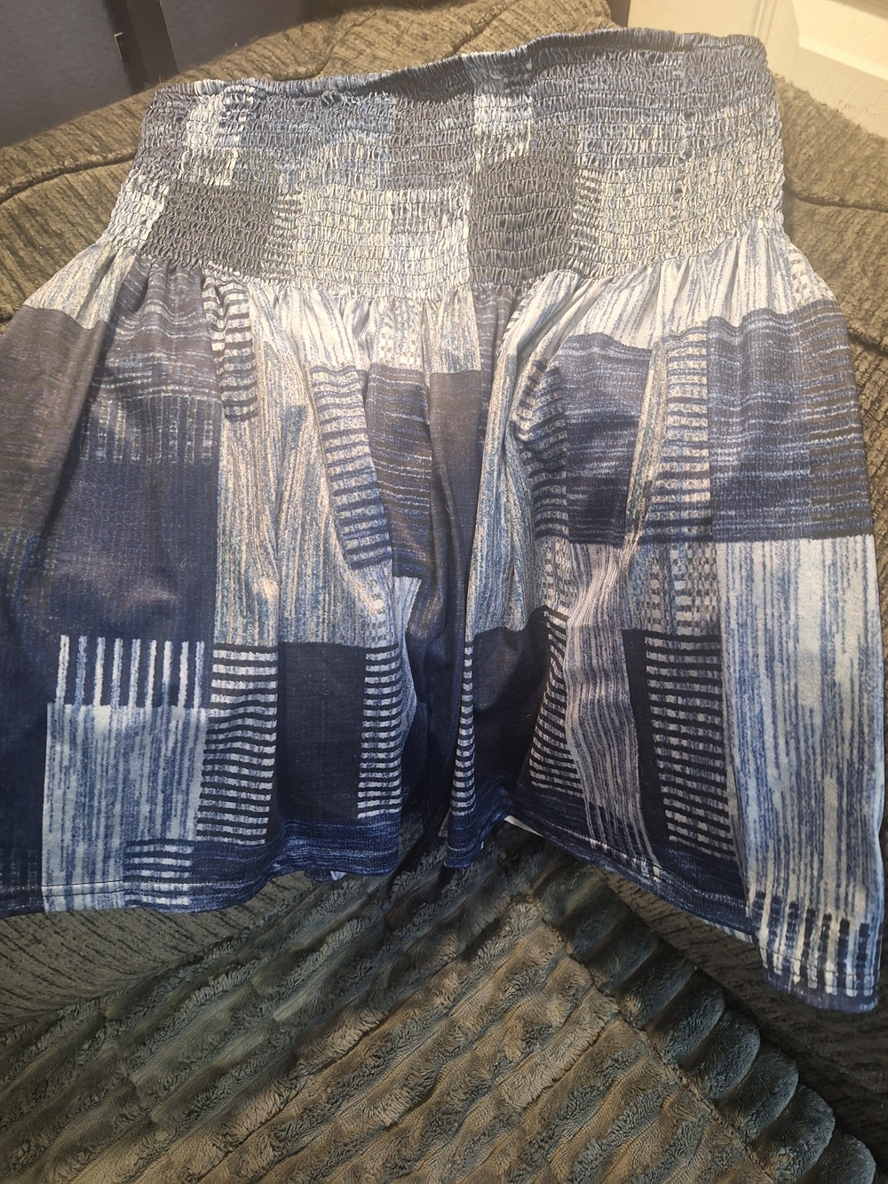 Blue Patterned Casual Shorts